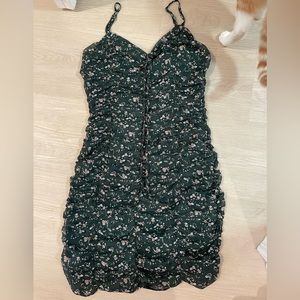 Green flower mini dress M